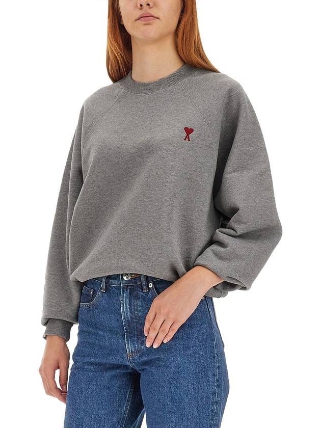 Small Heart Logo Sweatshirt Grey - AMI - BALAAN 5