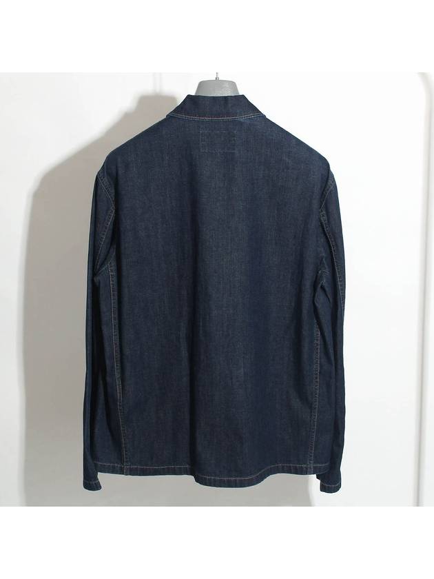 Triangle Logo Denim Shirt Jacket Navy - PRADA - BALAAN 3