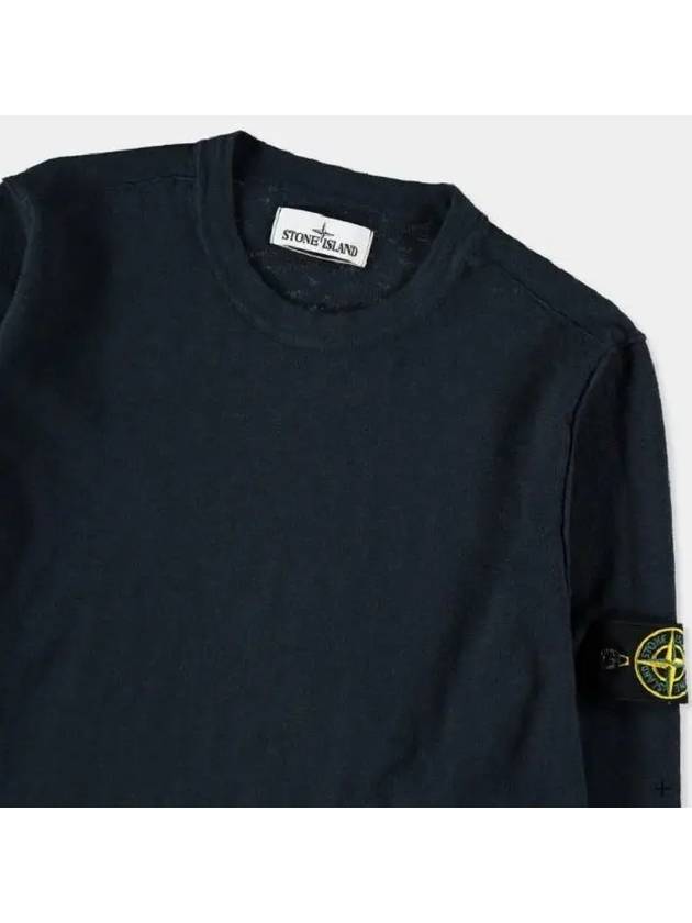 Men's Wappen Patch Round Neck Knit Top Navy - STONE ISLAND - BALAAN 7