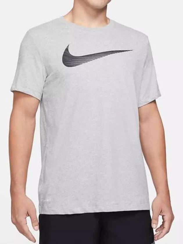 Swoosh Dri Fit Cotton Short Sleeve T-Shirt Grey - NIKE - BALAAN 2