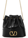 V Logo Signature Chain Napa Leather Bucket Bag Black - VALENTINO - BALAAN 2