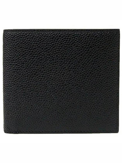 Pebble Grain Leather Half Wallet Black - THOM BROWNE - BALAAN 2