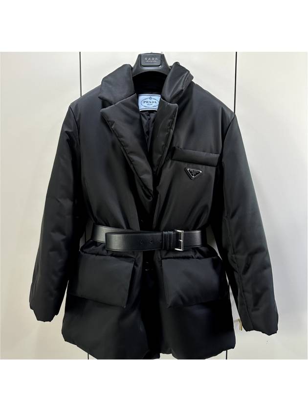 40 Women s Triangular Logo Re Nylon Belt Padded Jacket - PRADA - BALAAN 4