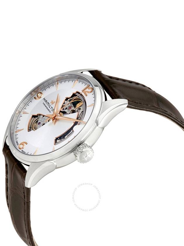 Jazzmaster Open Heart Automatic Leather Watch Brown Silver - HAMILTON - BALAAN 3