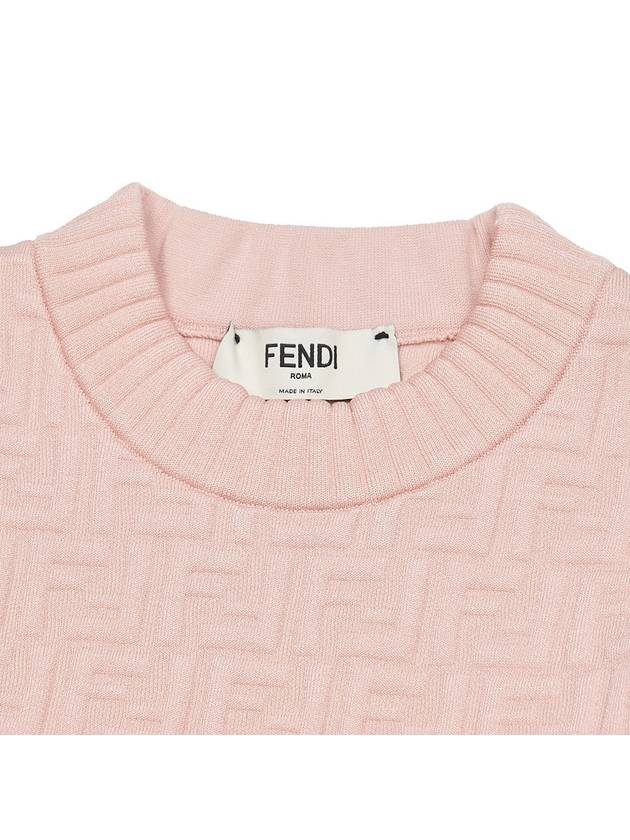 FF Logo Embossed Pullover Knit Top Pink - FENDI - BALAAN 5