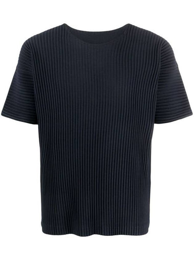 Pleated Fabric Short Sleeve T-Shirt Blue - ISSEY MIYAKE - BALAAN 1