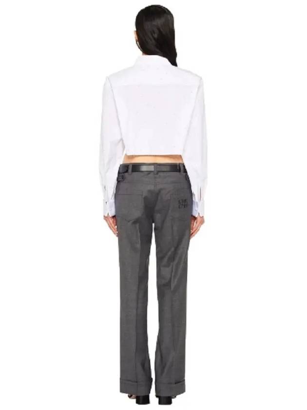 Poplin Crop Cotton Shirt White - MIU MIU - BALAAN 6