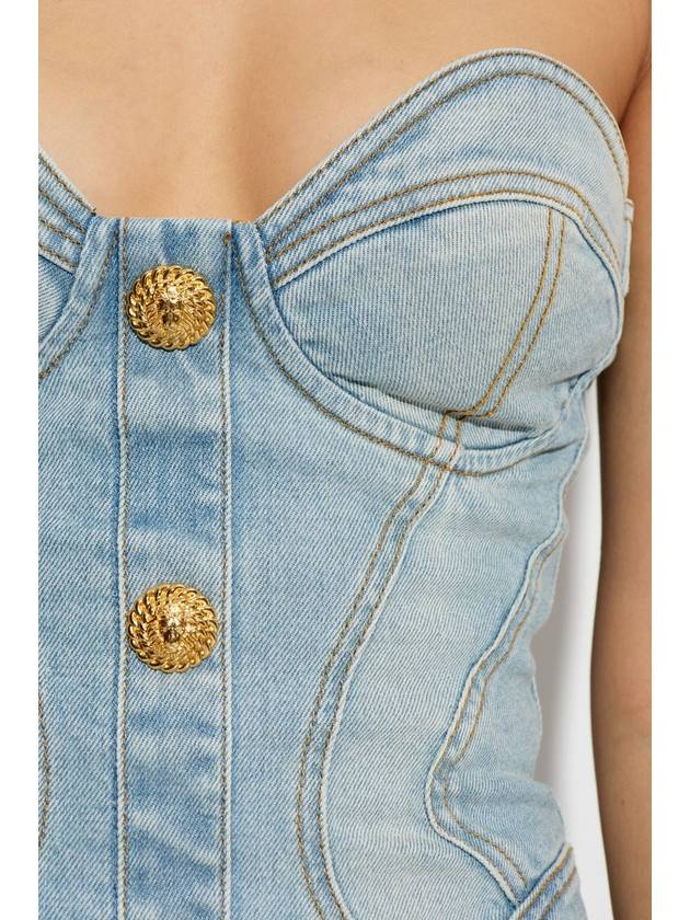 Balmain Short Denim Dress, Women's, Light Blue - BALMAIN - BALAAN 5