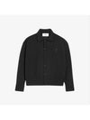 Heart logo embroidery cardigan black - AMI - BALAAN 2