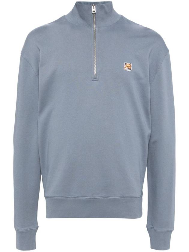 Fox Head Patch Half Zipper Sweatshirt Moonlight Blue - MAISON KITSUNE - BALAAN 2