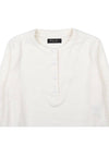 Panarea Henley Jumper Cotton Linen Knit Top White - LORO PIANA - BALAAN 4