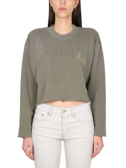 Logo Vintage Cropped Cotton Long Sleeve T-Shirt Green - MAISON MARGIELA - BALAAN 2