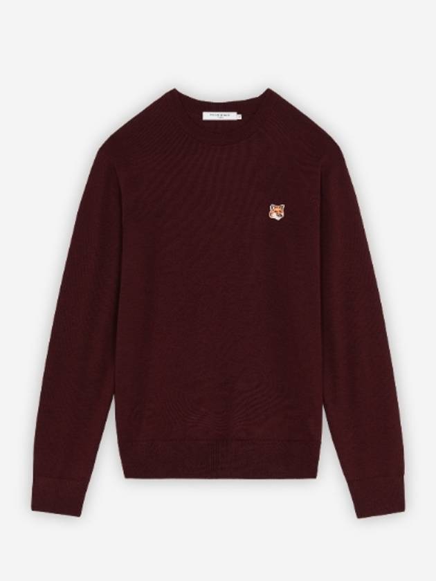 Fox Head Patch Classic Round Neck Knit Top Wine - MAISON KITSUNE - BALAAN 2