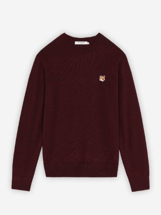 Fox Head Patch Classic Round Neck Knit Top Wine - MAISON KITSUNE - BALAAN.