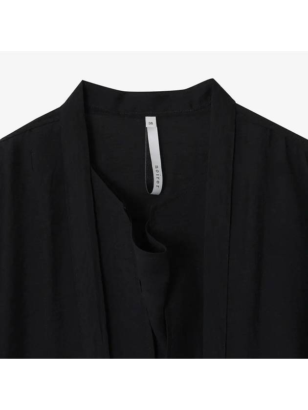 Silk Draped Scarf Blouse Black - NOIRER FOR WOMEN - BALAAN 5