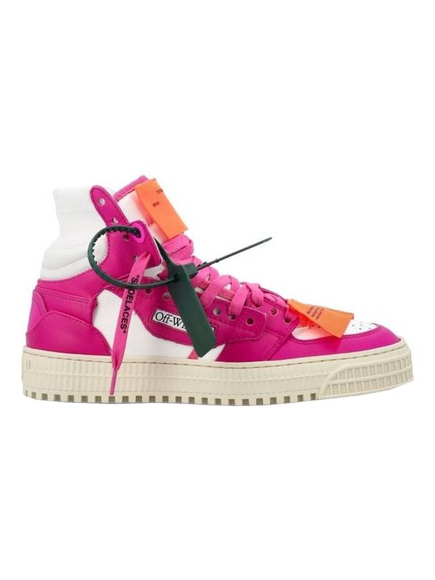 30 Off Court Leather High Top Sneakers White Fuchsia - OFF WHITE - BALAAN 1