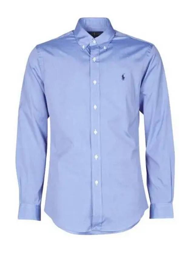 Embroidered Logo Long Sleeves Shirt Blue - POLO RALPH LAUREN - BALAAN 2