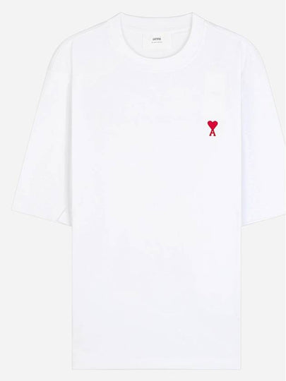 Small Heart Logo Boxy Fit Short Sleeve T-Shirt White - AMI - BALAAN 2