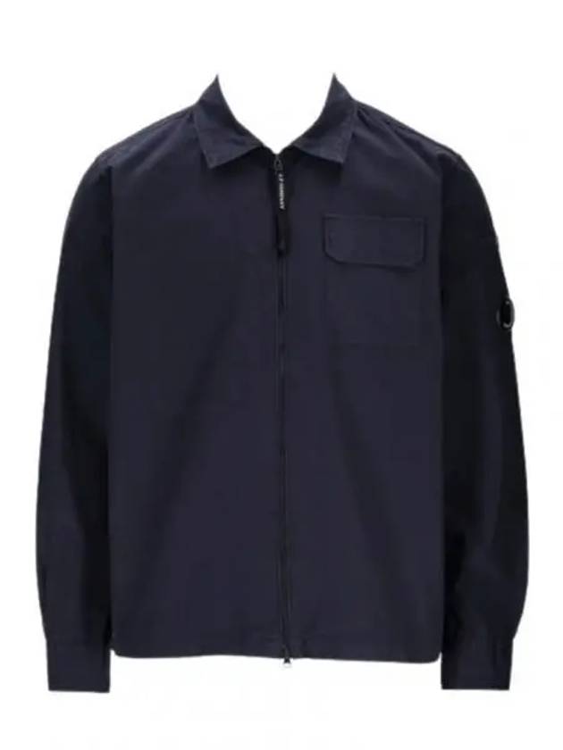 Oversized Organic Gabardine Long Sleeve Shirt Navy - CP COMPANY - BALAAN 2