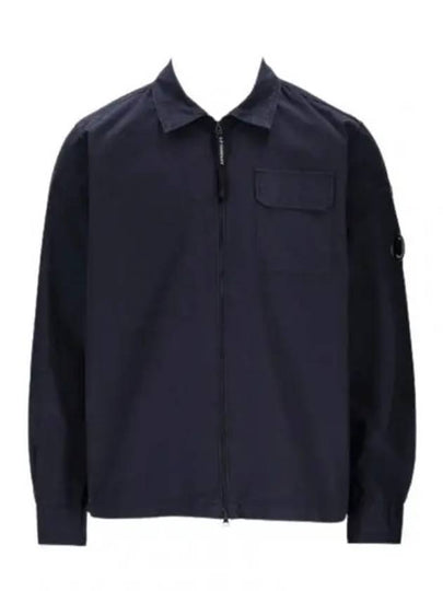 Oversized Organic Gabardine Long Sleeve Shirt Navy - CP COMPANY - BALAAN 2