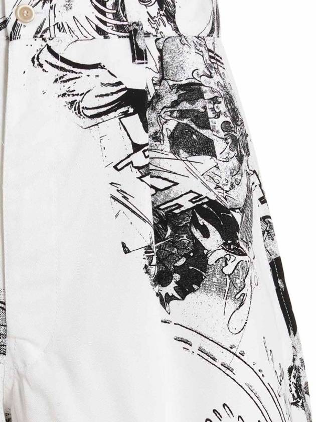 Printed Wide Leg Shorts White - COMME DES GARCONS - BALAAN 4