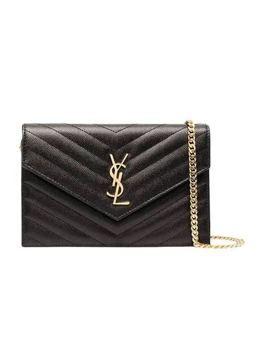 Women's Logo Envelope Chain Long Wallet Black - SAINT LAURENT - BALAAN 2