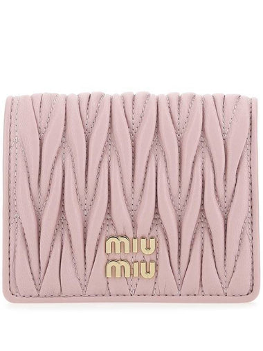 Matelasse Leather Half Wallet Alabaster Pink - MIU MIU - BALAAN 1