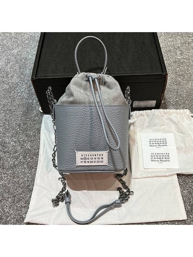 5AC Number Logo Texture Leather Bucket Bag Pale Blue - MAISON MARGIELA - BALAAN 3