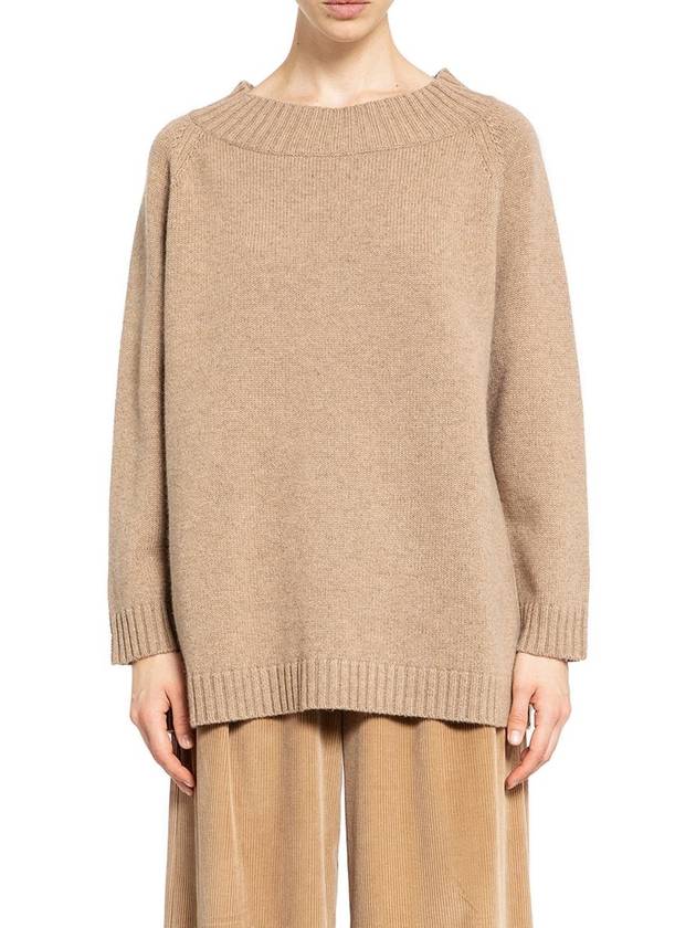 Max Mara Latham s off the shoulder wool cashmere knit top hazelnut brown - MAX MARA - BALAAN 2