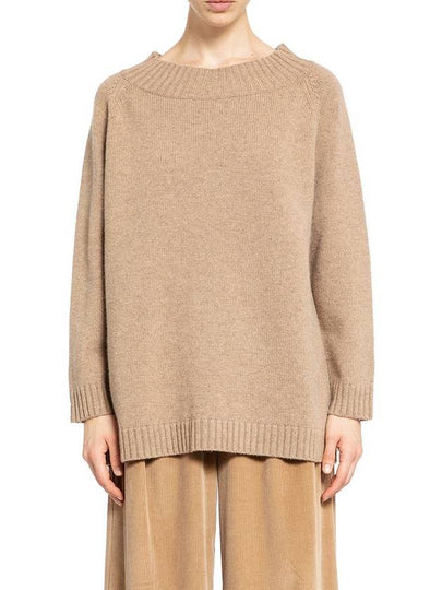 Max Mara Latham s off the shoulder wool cashmere knit top hazelnut brown - MAX MARA - BALAAN 2