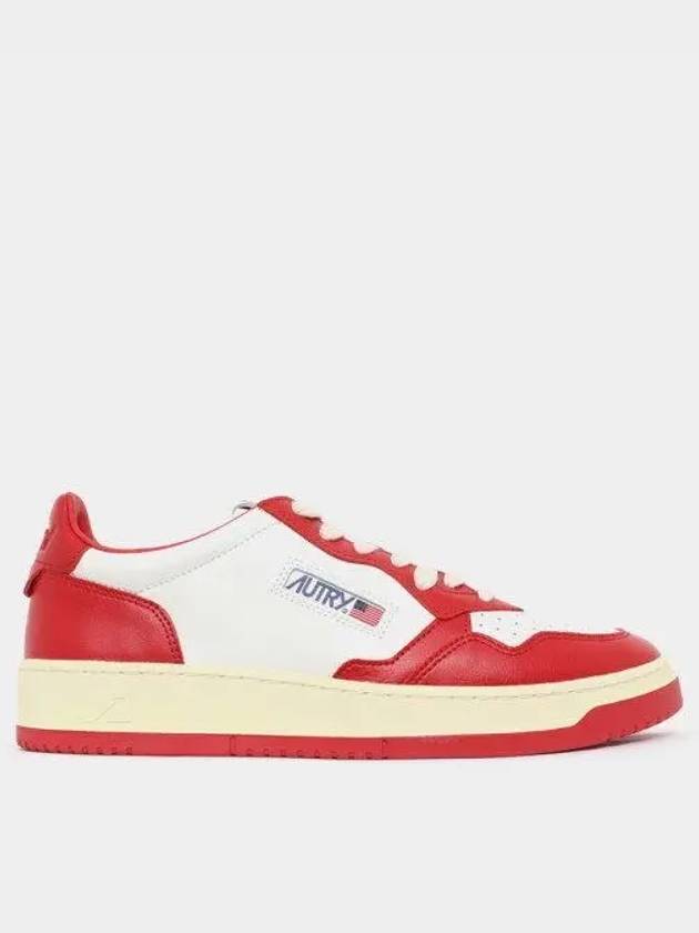 Men's Medalist Low Leather Sneakers White Red - AUTRY - BALAAN 2