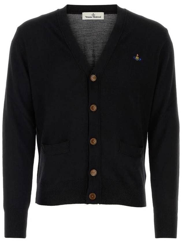 Embroidery Logo Fine Wool Cardigan Black - VIVIENNE WESTWOOD - BALAAN 2