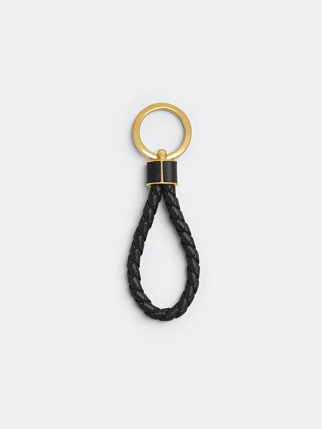 Intrecciato Leather Key Holder  Black - BOTTEGA VENETA - BALAAN 3