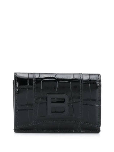 Hourglass B Logo Half Wallet Black - BALENCIAGA - BALAAN 1