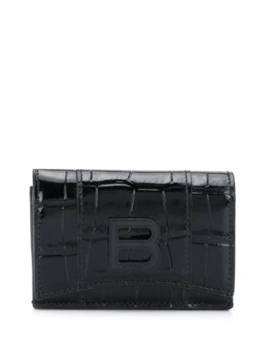 Hourglass B Logo Half Wallet Black - BALENCIAGA - BALAAN 1