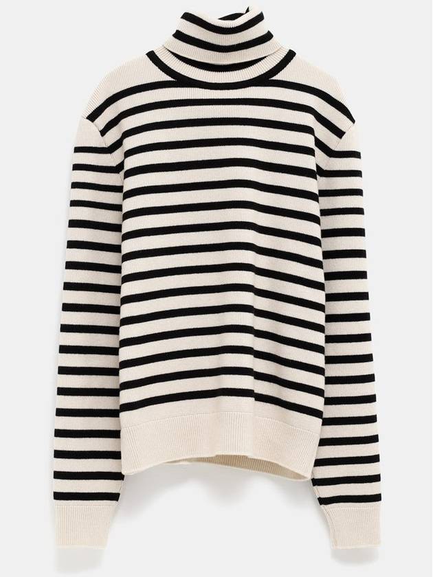 Heritage Cashmere Stripe Turtleneck White - CELINE - BALAAN 2