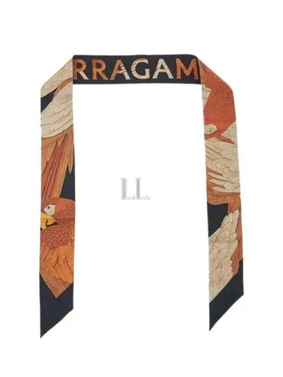 Parrot Print Slik Scarf Black Orange - SALVATORE FERRAGAMO - BALAAN 2