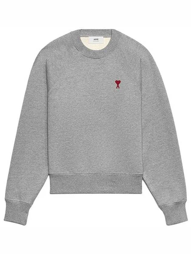 Cotton Heart Logo Sweatshirt Grey - AMI - BALAAN 2