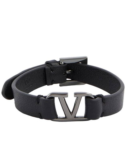 V Logo Signature Buckle Bracelet Black - VALENTINO - BALAAN 2