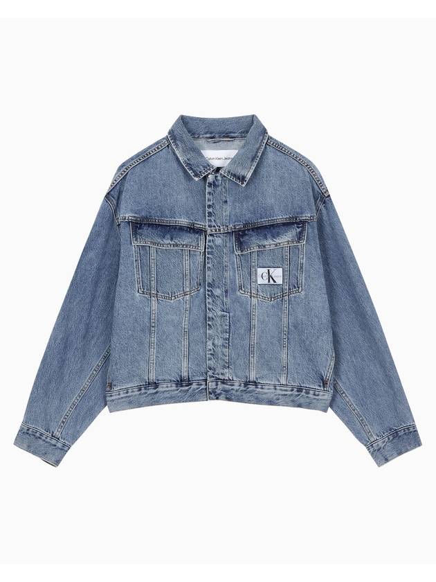 Jeans Boxy Fit Denim Jacket Stone Blue - CALVIN KLEIN - BALAAN 1