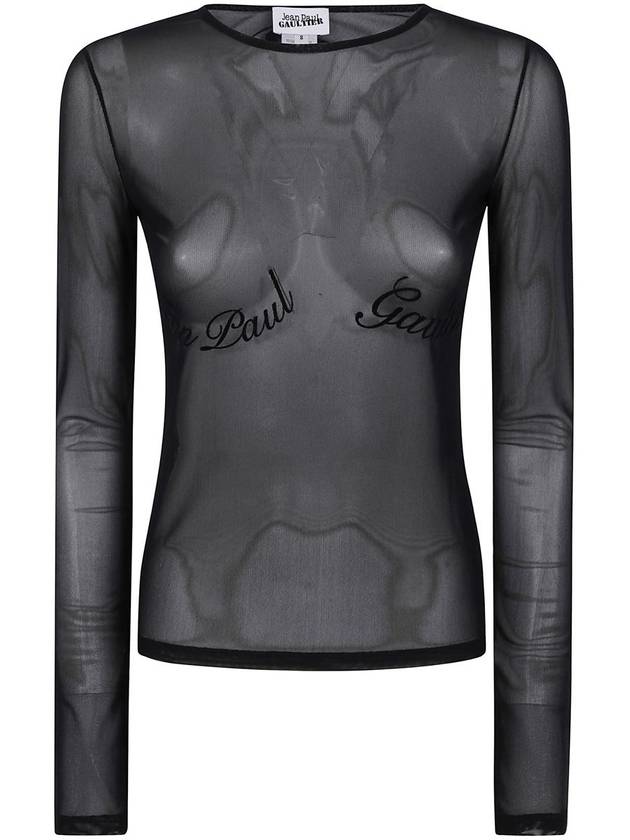 Jean Paul Gaultier Mesh Long Sleeves Top With Velvet Flock "" Clothing - JEAN PAUL GAULTIER - BALAAN 1