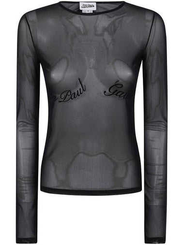 Jean Paul Gaultier Mesh Long Sleeves Top With Velvet Flock 