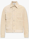 Button Suede Jacket Beige - AMI - BALAAN 4