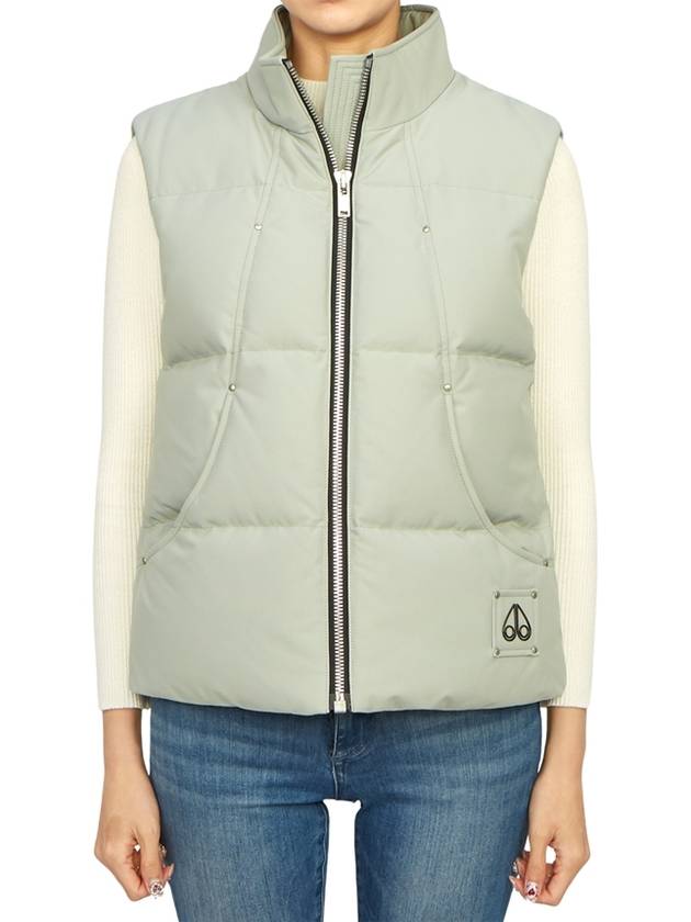 Women's Logo Patch Zipper Padded Vest Light Green - MOOSE KNUCKLES - BALAAN 3