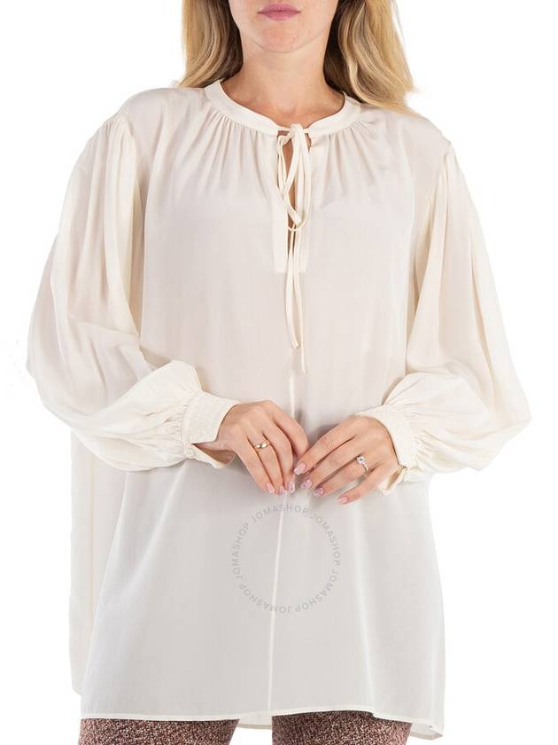 Chloe Ladies Buttercream Lavalliere-Neck Silk Blouse, Brand Size 38 (US Size 6) - CHLOE - BALAAN 2