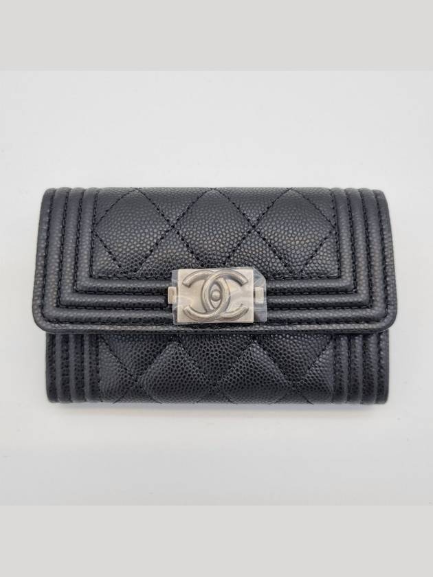 Boy Flap Card Holder Grained Calfskin Ruthenium Black - CHANEL - BALAAN 2