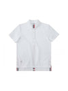 Classic Pique Center Back Stripe Relaxed Fit Short Sleeve Polo Shirt White - THOM BROWNE - BALAAN 1