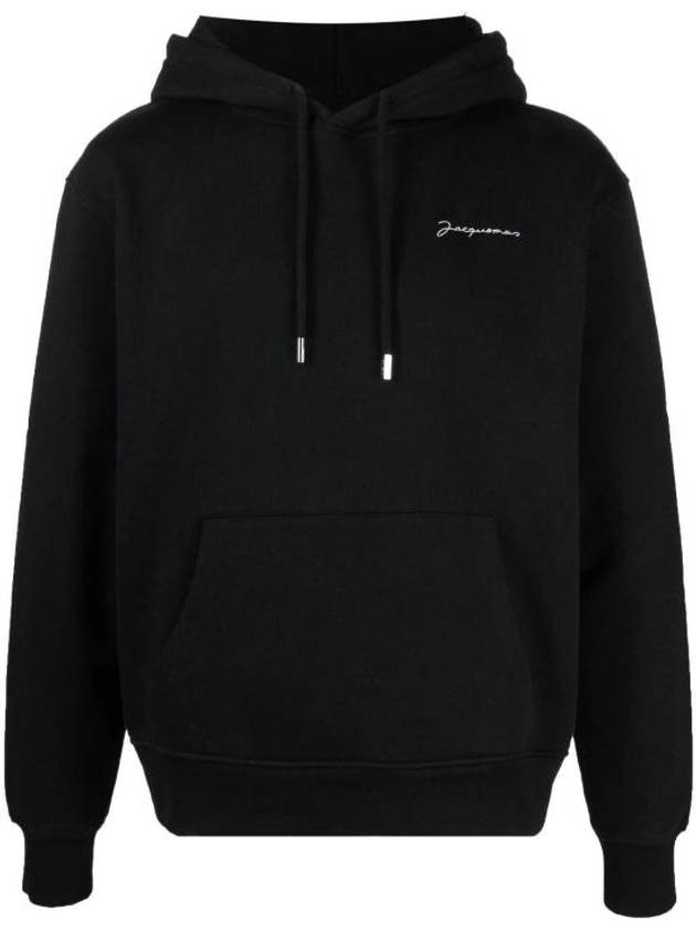 Le Brode Embroidered Logo Cotton Hoodie Black - JACQUEMUS - BALAAN 5