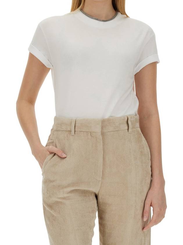 Crew Neck Turn-Up Sleeve Short Sleeve T-Shirt White - BRUNELLO CUCINELLI - BALAAN 7