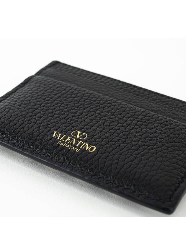 Rockstud Leather Card Wallet Black - VALENTINO - BALAAN 6